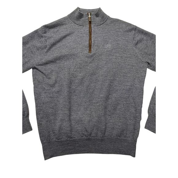 Peter Millar Other - Peter Millar Gray Half-Zip Sweater with Brown Zip Placket Men's Medium